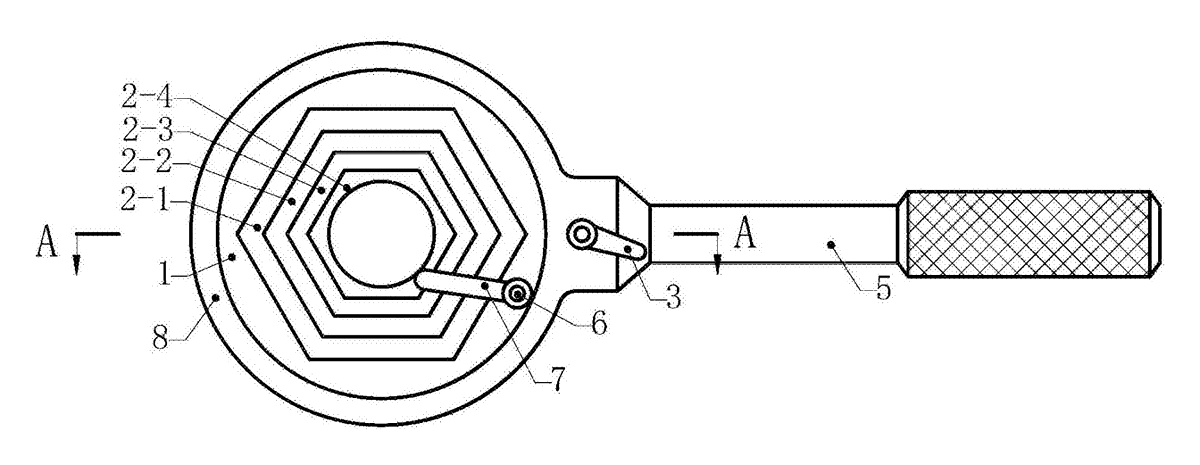 Nesting Hex Insert Wrench - One Ring Head for Many Bolt and Nut Sizes - patent drawing