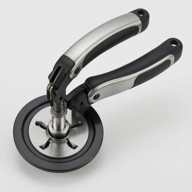Push-Style Round Cutter with Spring-Buffered Magnetic Blade Mount - product render
