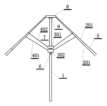 Windproof Sunshade Umbrella with Rotating Overlapping Blades - Patent Fig. 4
