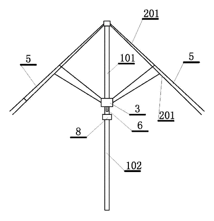 Windproof Sunshade Umbrella with Rotating Overlapping Blades - Patent Fig. 6