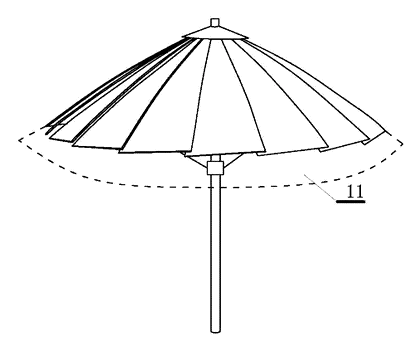 Windproof Sunshade Umbrella with Rotating Overlapping Blades - Patent Fig. 7