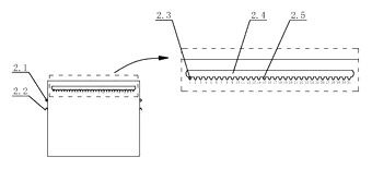 Financial Bill Box with Built-In Calendar and Movable Partitions - Patent drawing - slide rail and hook detail