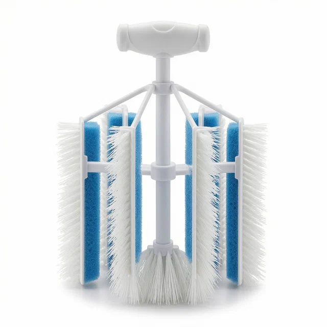 Adaptive Cup Brush with Expandable Bristle and Sponge Frame - product render