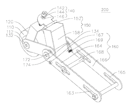Roller-Activated Inline Skate Brake with Adjustable Shoe Piece - Patent Fig. 5