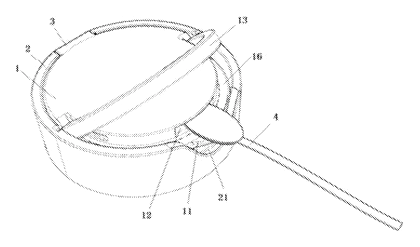 Cylindrical Plastic Bottle Cap with Built-In Soup Ladle - Patent drawing - another status architecture schematic diagram