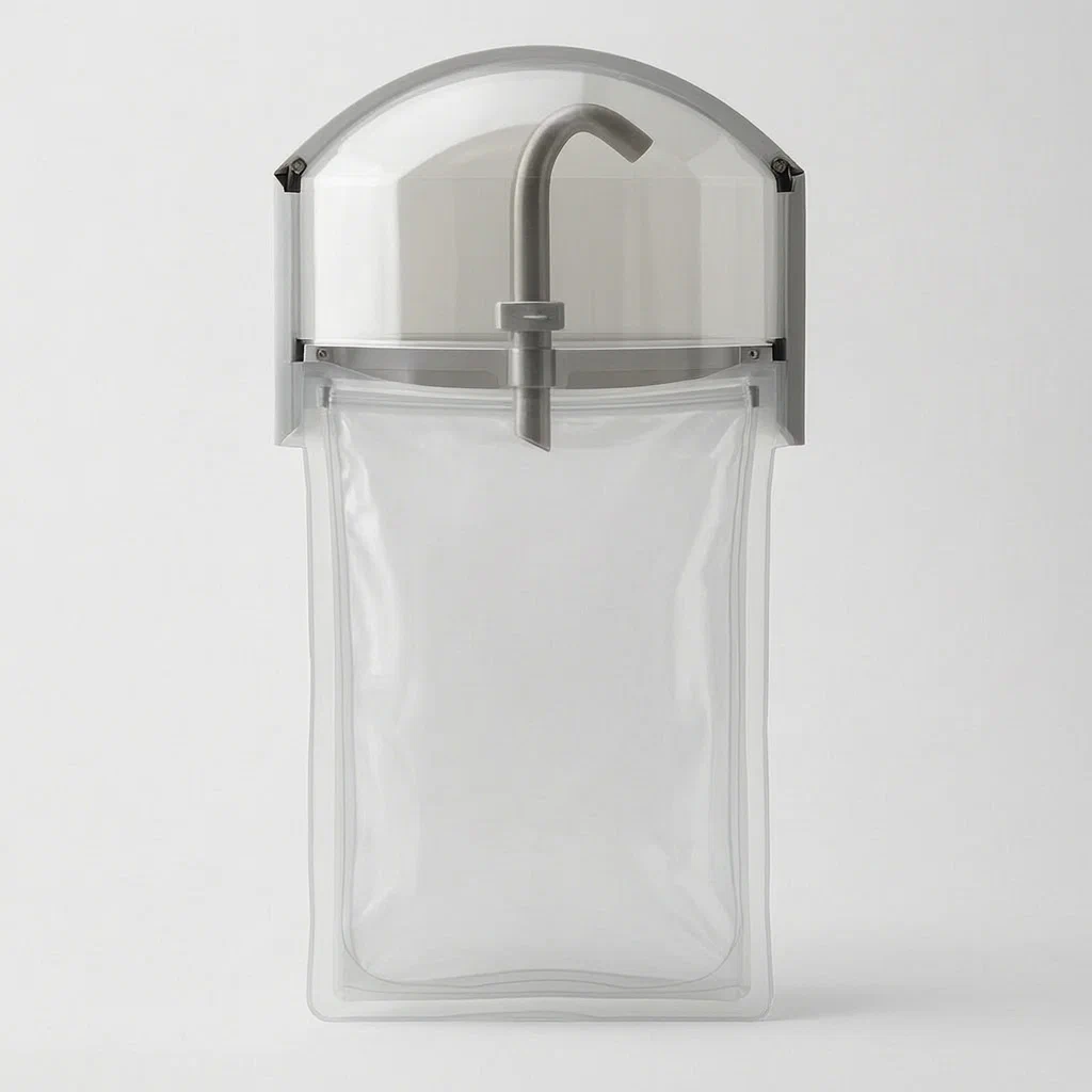 Portable Drinking Water Bag with Outer Protection and One-Way Valve - product render