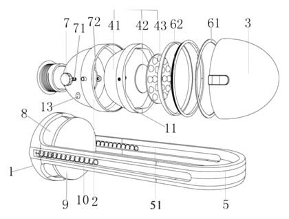 Adjustable Flashlight with a Vertically Reciprocating Light Source Assembly - Patent drawing - adjustable flashlight assembly
