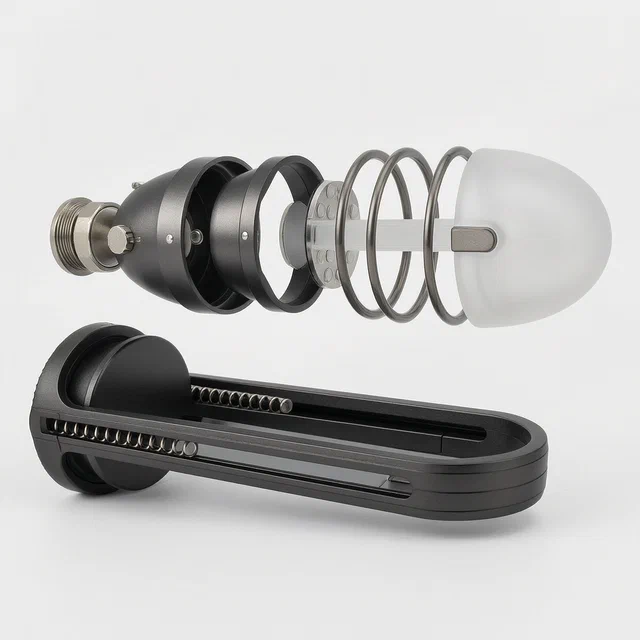 Adjustable Flashlight with a Vertically Reciprocating Light Source Assembly - product render