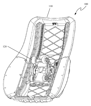 Shoulder-Detecting Massage Chair Mechanism with Forked Swing Arms - Patent Fig. 1