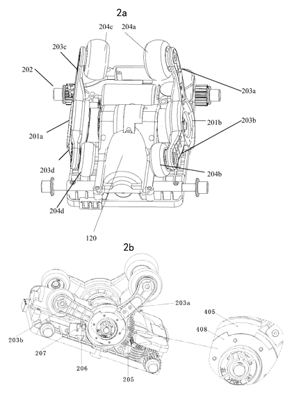 Shoulder-Detecting Massage Chair Mechanism with Forked Swing Arms - Patent drawing - massage movement core