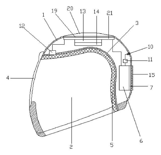 Cooling Helmet That Blows Water-Chilled Air over the Head - patent drawing