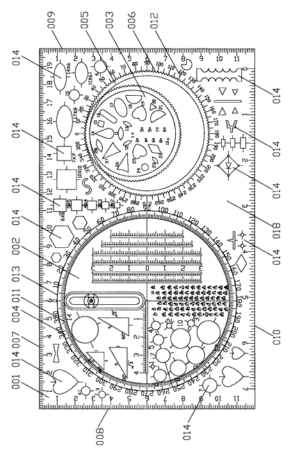 Universal Compass Intelligence Drawing Template - Patent drawing - template plane figure