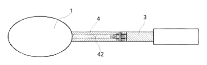 Temperature-Sensing Safety Children's Spoon with Auto-Bending Handle - Patent drawing - top cross-section