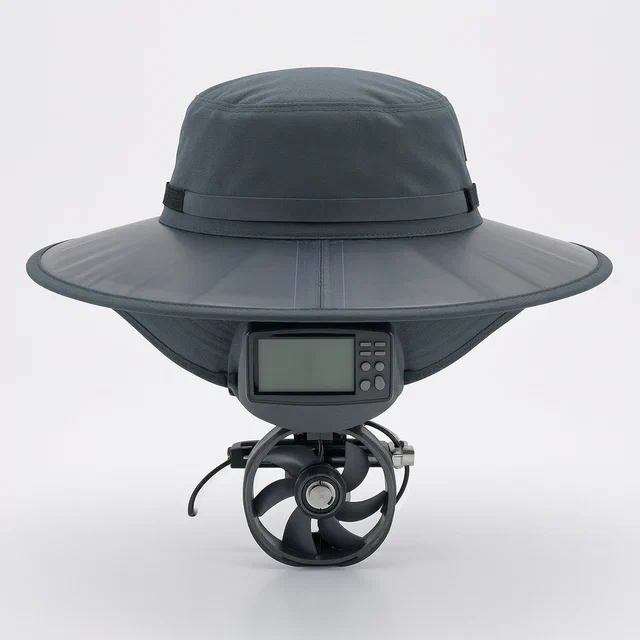 Solar-Powered Smart Sun Hat with Motorized Cooling Fan and Angle Adjustment - product render