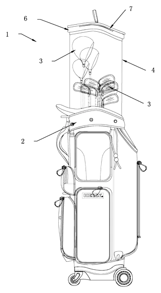 Golf Bag Club Protection Cover with Integrated Injection-Molded Hoop - Patent Fig. 8