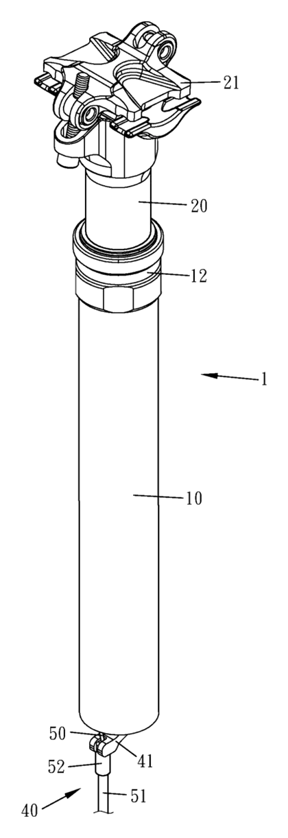 Hydraulic Dropper Seatpost with a Self-Contained Lifting Adjustment Unit - Patent Fig. 1