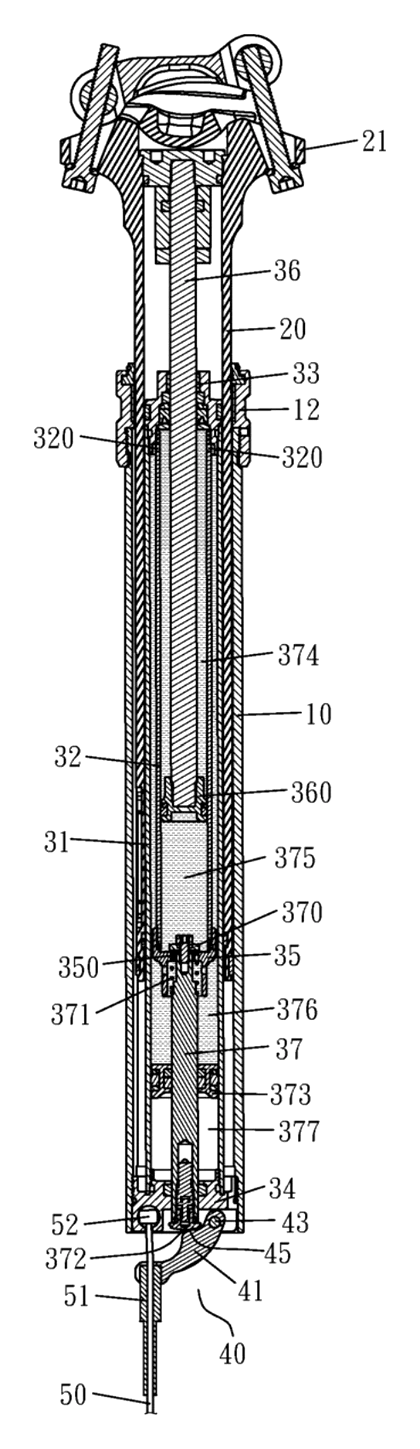 Hydraulic Dropper Seatpost with a Self-Contained Lifting Adjustment Unit - Patent Fig. 3