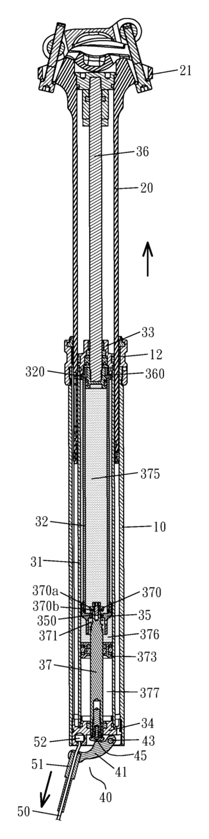 Hydraulic Dropper Seatpost with a Self-Contained Lifting Adjustment Unit - Patent Fig. 4