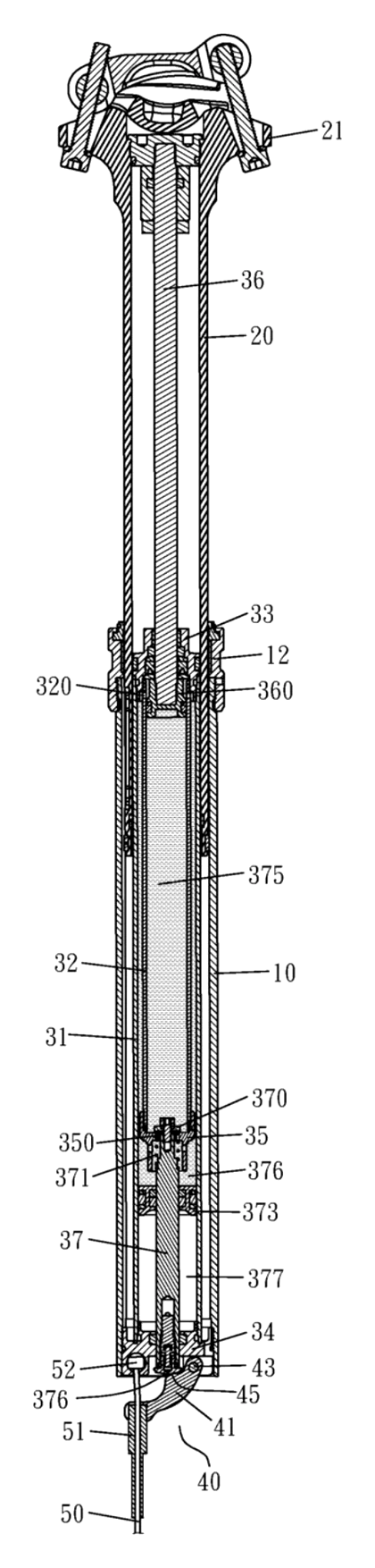 Hydraulic Dropper Seatpost with a Self-Contained Lifting Adjustment Unit - Patent Fig. 5