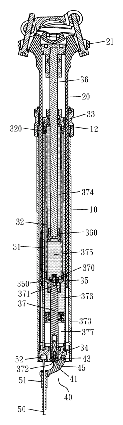 Hydraulic Dropper Seatpost with a Self-Contained Lifting Adjustment Unit - Patent Fig. 8