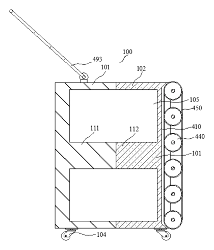Hard-Shell Luggage Case with a Built-In Lift Table - Patent Fig. 11