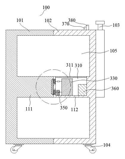 Hard-Shell Luggage Case with a Built-In Lift Table - Patent Fig. 8
