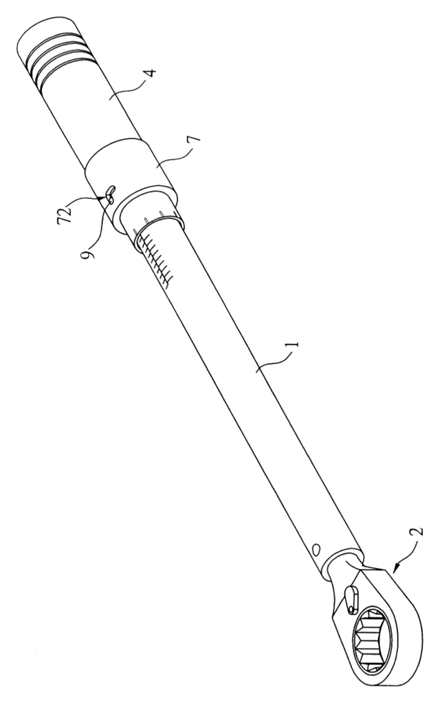 Torque Wrench Positioning Device with Lockable Setting Tube - patent drawing