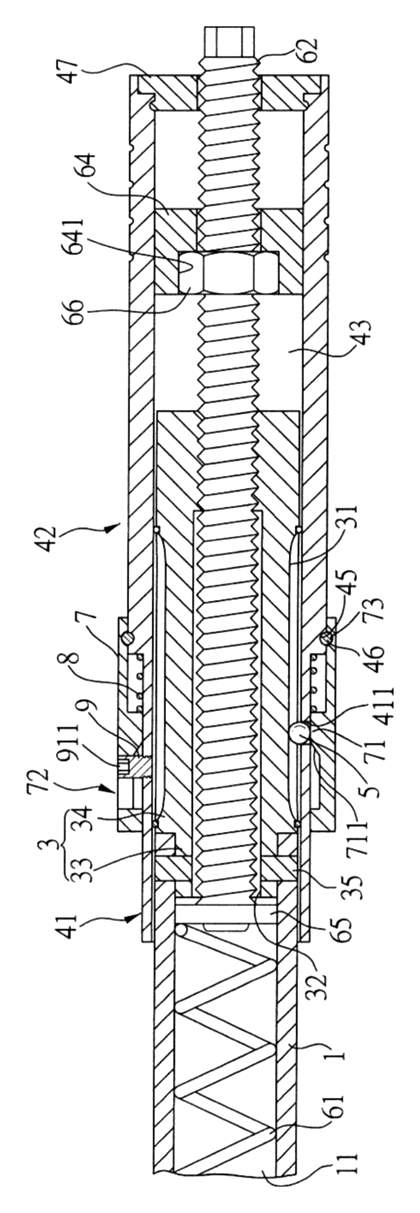 Torque Wrench Positioning Device with Lockable Setting Tube - Patent drawing - partial cutaway