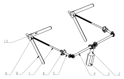 Motorized Toilet Auxiliary Standing Device with Dual Branched Chains - Patent drawing - transmission mechanism detail