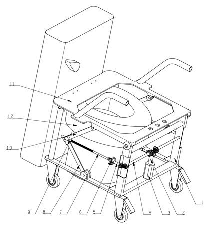 Motorized Toilet Auxiliary Standing Device with Dual Branched Chains - Patent Fig. 3