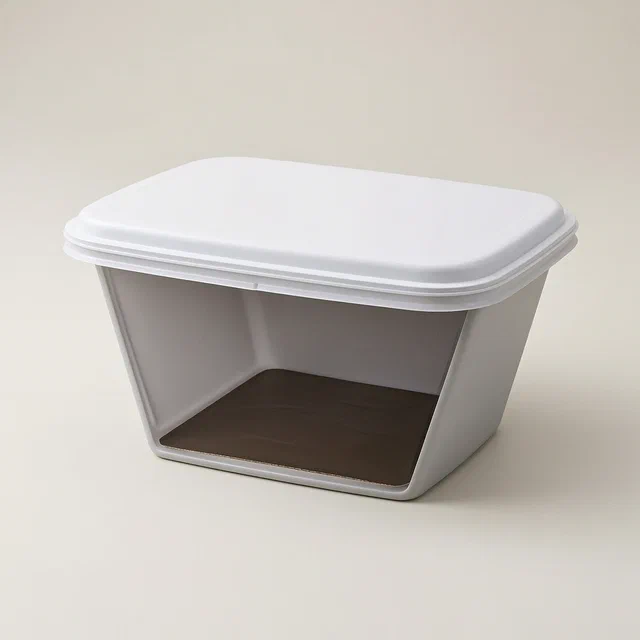 Insulated Food Packaging Box with Detachable Liner and Self-Heating Cavity - product render
