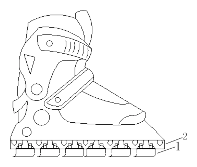 Multi-Blade Array Ice Skating Shoe with Ventilated Sole - patent drawing