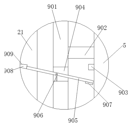 Toothbrush and Cup Set with Built-In Bristle Dewatering Mechanism - Patent drawing - internal structure of the dewatering room