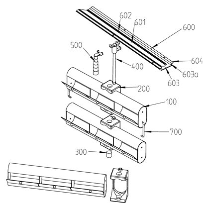 Motorized Height-Adjustable Children's Cabinet with Arc-Shaped Panels - Patent drawing - overall exploded structure