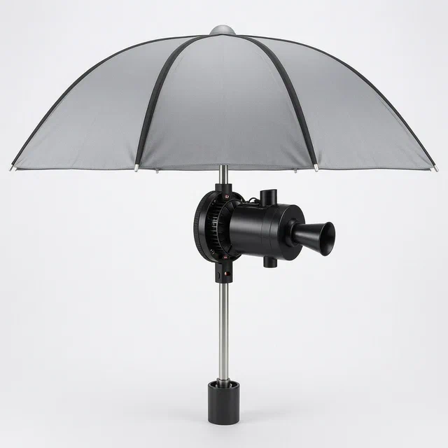 Sun Umbrella with Built-In Fan and Magnetic Clamp Shell - product render