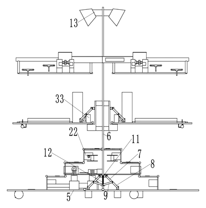 Automated Folding Store Shelf That Pushes Products Up to the Customer - Patent drawing - front view