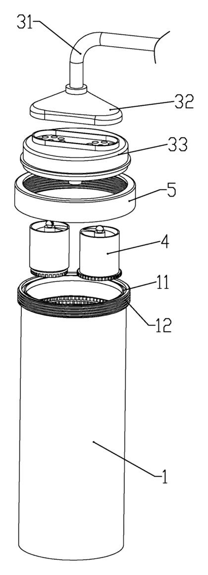 Handheld Automatic Bubble Tube with Mechanical Liquid Feed - Patent drawing - internal mechanism