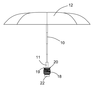 Folding Umbrella with Integrated Storage Sleeve and Water Drainage - Patent Fig. 1