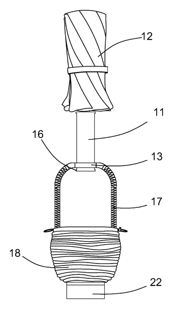 Folding Umbrella with Integrated Storage Sleeve and Water Drainage - Patent drawing - telescopic expansion