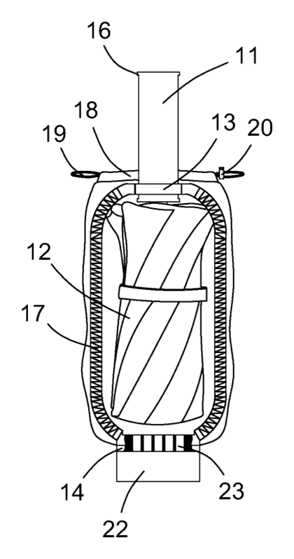 Folding Umbrella with Integrated Storage Sleeve and Water Drainage - Patent Fig. 7