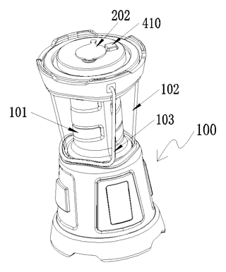 Camping Lantern with Built-In Flashlight Storage Cavity - Patent Fig. 1