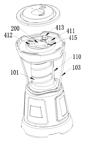 Camping Lantern with Built-In Flashlight Storage Cavity - Patent drawing - limiting assembly detail