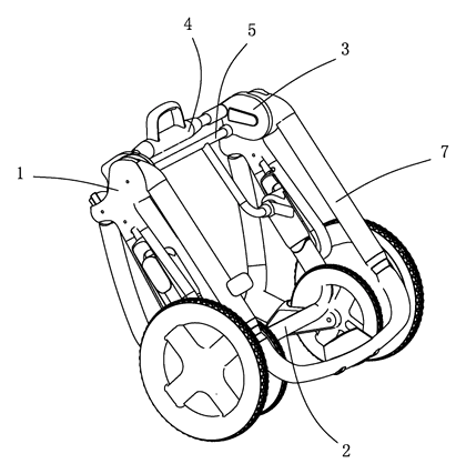 Folding Frame for Baby Strollers with Sliding Wheel Linkage - Patent Fig. 5