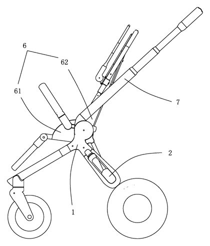 Folding Frame for Baby Strollers with Sliding Wheel Linkage - Patent Fig. 6