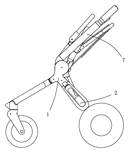 Folding Frame for Baby Strollers with Sliding Wheel Linkage - Patent Fig. 7