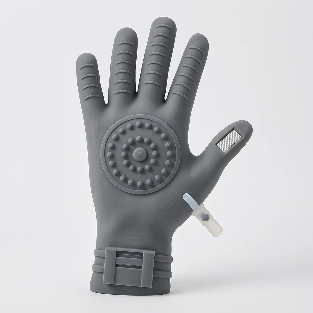 Silicone Garden Digging Glove with Modular Blade and Tool Connectors - product render
