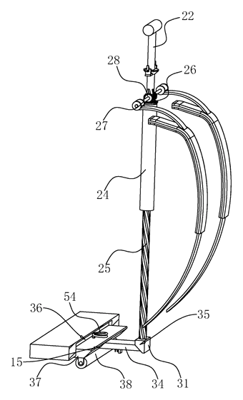 Multifunctional Draw-Bar Backpack with Retractable Shoulder Straps - Patent drawing - exploded view of gear assembly