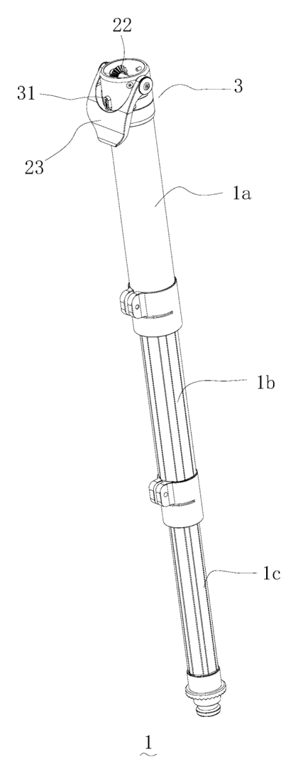 Extendable Support Leg and Monopod with Single-Knob Locking - Patent drawing - extendable support leg