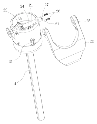 Extendable Support Leg and Monopod with Single-Knob Locking - Patent Fig. 4