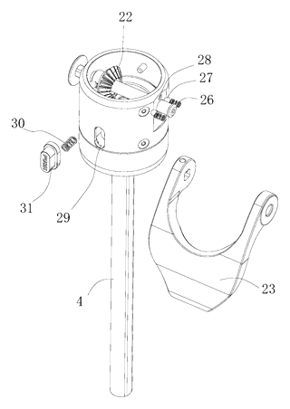 Extendable Support Leg and Monopod with Single-Knob Locking - Patent Fig. 5